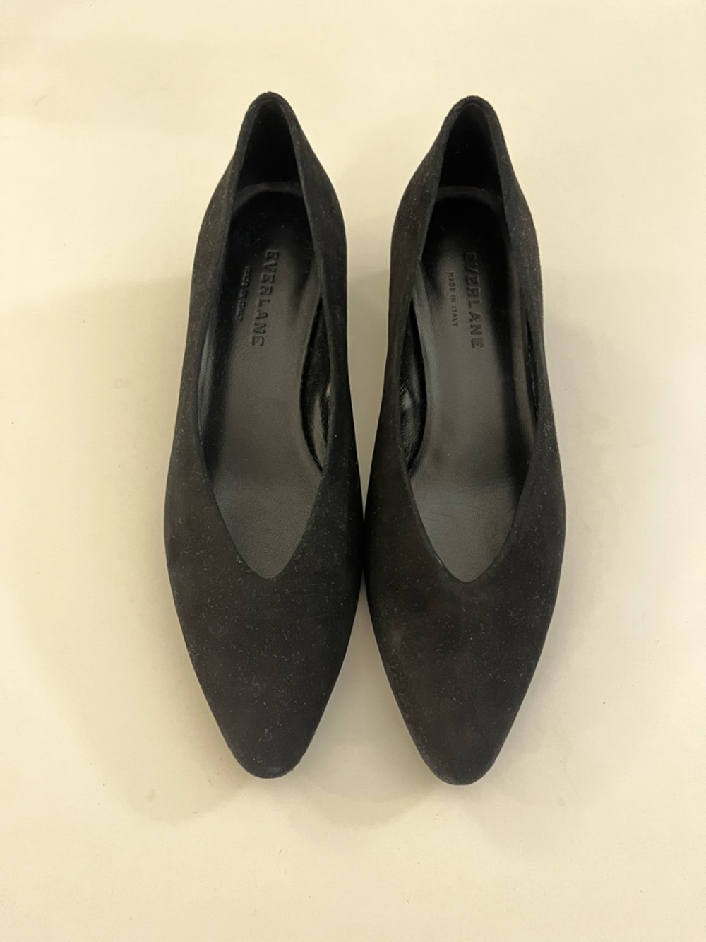 Everlane The Day Heel Black Suede Block Heel Pump Made in Italy Women's Size 7
